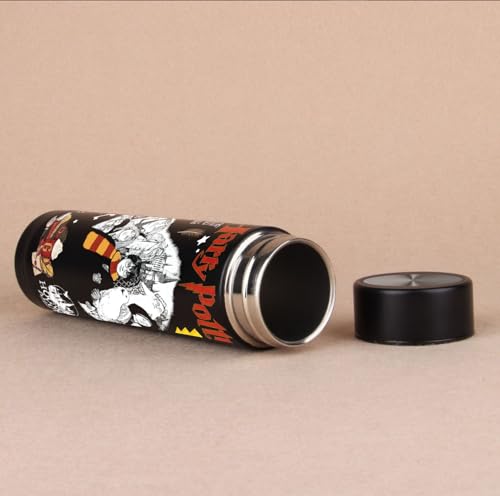 Image of Harry Potter Black Stainless Steel Bottle - 500ml Black Thermos Flask with Hogwarts Design | Hot & Cold Insulated Bottle for School, Office & Gift Use