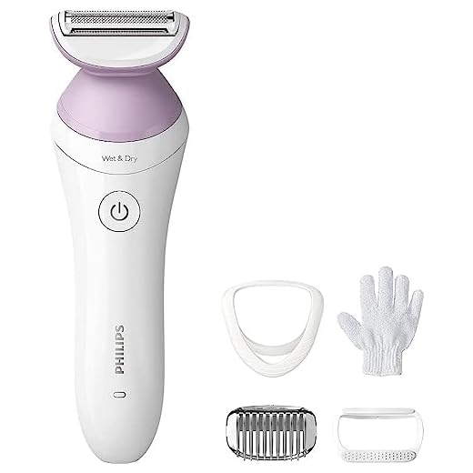 Philips Beauty Lady Electric Shaver Series 6000, Cordless with 4 Accessories, BRL136/00, White