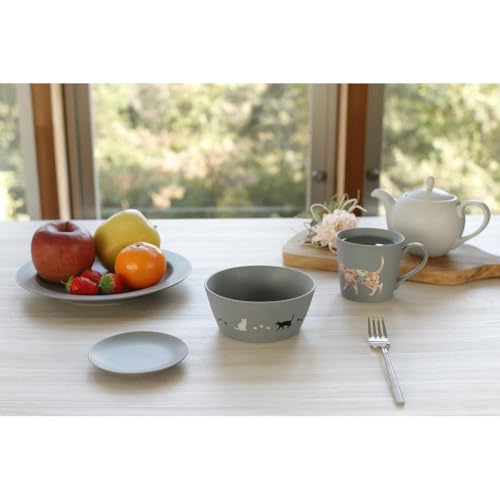 [温度で変化する][美濃焼] 猫 食器 4点セット 『クールグレー』[丸モ高木陶器]