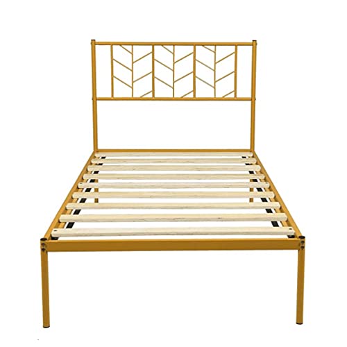 IMIKEYA Moldura de cama vintage fácil de montar, armação de cama dourada de metal com plataforma dup