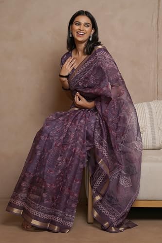 Image of MIRCHI FASHION Lightweight Kota Doria Cotton Saree | Floral Printed Summer Saree for Women | Breathable Ethnic Daily Wear Saree with Blouse Piece