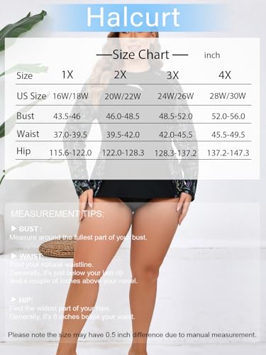 Halcurt Women Plus Size Rash Guard with Thumb Hole Long Sleeve Swim Shirt UPF50+ Swimsuit Top4