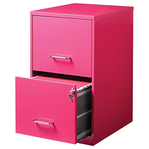 Office Dimensions 18In. 2 Drawer Metal Soho Vertical File Cabinet, 18 In, Pink #TOP1