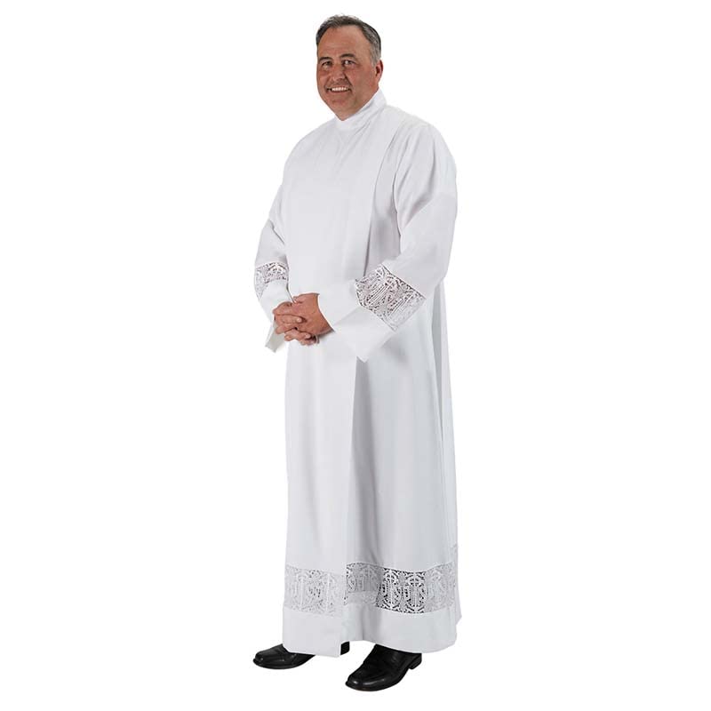 Latin Cross and IHS Lace Front Wrap ALB (Small)2