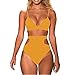 Mitang Women's 2 Pieces Bikini Top High Waist Cutout Bottom Swimsuits