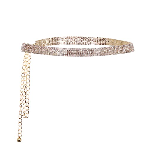 jascaela Women's Sparkle Rhinestonel Chain Belt Glitter Waist Belt for Wedding Dress Formal dress