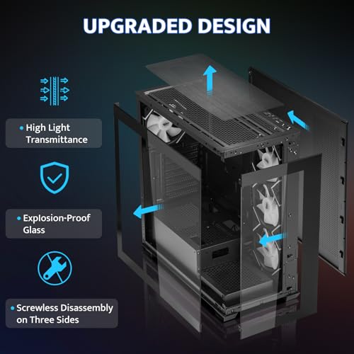 darkFlash DS900 Gabinete para PC ATX con Panel de Vidrio Templado y Fuente de Poder PMT850 Modular (Negro) miniatura 2