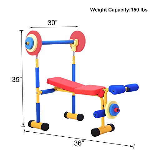 Peach Tree Fitness Exercise Equipment Indoor Outdoor for Child Kids Birstday Gift (Weight Bench Set)