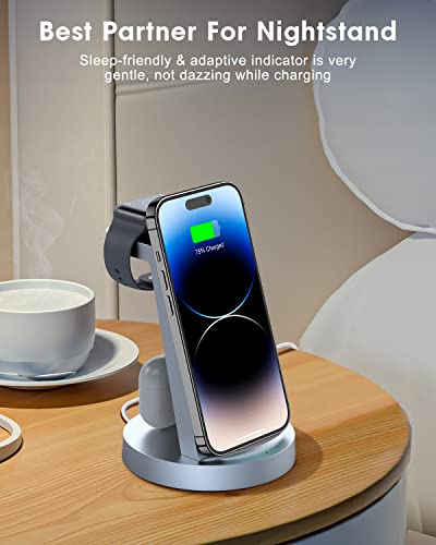 Redkjy CW350 3 In 1 Charging Station For Apple Device, Wireless Charger For Iphone 16 15 14 13 12 11 Pro Max & Apple Watch Iwatch- Charging Stand Dock thumb #5
