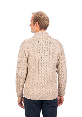 SAOL 100% Merino Wool Mens Shawl Collar Cardigan Sweater2