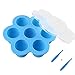 HelpCuisine® Récipient Nourriture pour repas bebe Récipient de congélation - 7 pots de conservation, Moule de Glace avec Couvercle en silicone, lot de 1 RÉCIPIENT + 2 CUILLÈRES (bleu)