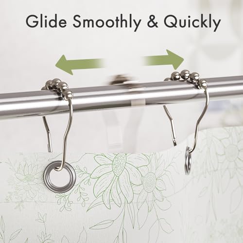 Image of Amazer Shower Curtain Hooks Rings, Anti-Rust Metal Double Glide Shower Hooks for Bathroom Shower Rods Curtains-Set of 12-Chrome