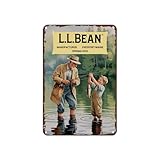 L.L.Bean Vintage Fishing Scene Metal Sign Print Aesthetic Room Decoration for Home Bedroom Kitchen Bar Dorm Bathroom Wall Decor 8 X 12