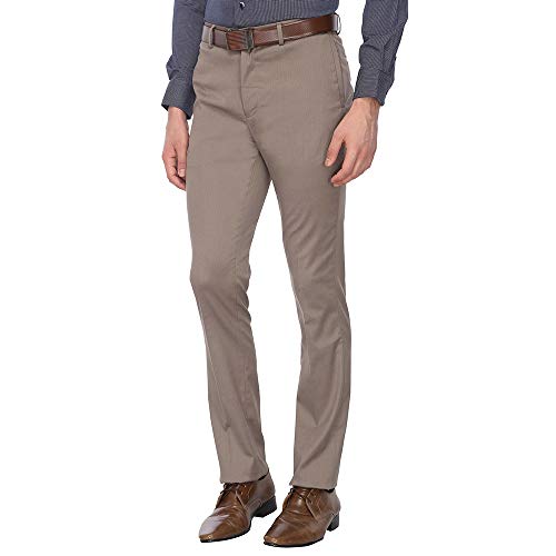 Image of VETTORIO FRATINI by Shoppers Stop Mens 5 Pocket Slub Formal Trousers Beige