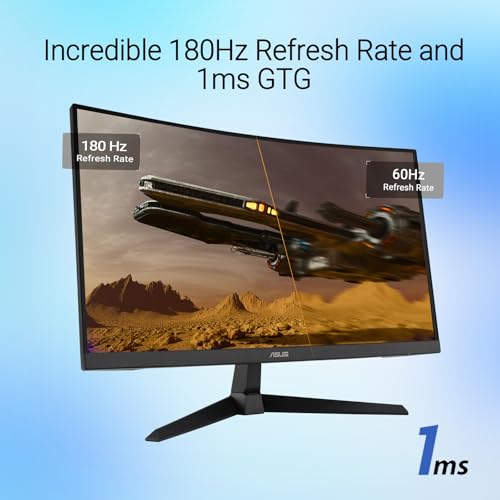 Image of ASUS TUF Gaming 27 inchCurved Monitor, FHD 1080p, 180Hz, 1ms (GTG), VA Display, 1500R Curvature, FreeSync, Extreme Low Motion Blur Sync, HDR Technology, DisplayPort, Dual HDMI, Height Adjustable