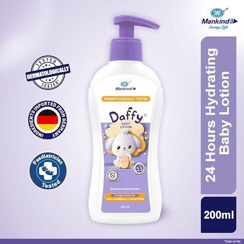 Image of Daffy Baby Moisturizing Lotion by Mankind, pH 5.5 for Sensitive Skin, 200ml (Pack of 3)
