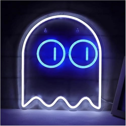 Lampe néon Ghost Gaming décoration veilleuse LED idée cadeau geek originale