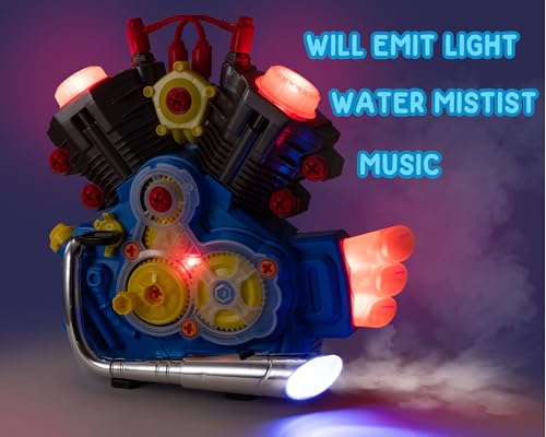 POFJOEQ Engine Building Kit, Kids Mechanic Repair Set for Kids Motorcycle Engine?Take Apart Toys-42pc Playset?STEM Engine Model Kit Toy with Cool Lights&Sounds?Educational Toys for 3+ Year Old (Blue)