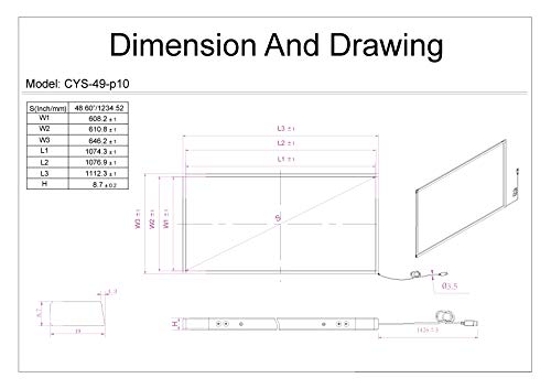 Image of Chengying 49 Inch 10 Points Multi-Touch Infrared Touch Frame - IR Touch Panel - 49 Inches Infrared Touch Overlay - USB Driver Free HID Compatible