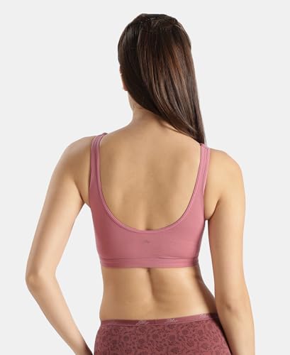 Image of Jockey 1550 Women's Super Combed Cotton Elastane Stretch Slip On Crop Top with Stay Fresh Treatment Bra