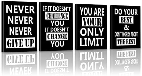 PHOPAGO Motivational Wall Art Inspirational Quote Wall Painting Office Gym Wall Decor Positively Affirmed Saying Art Poster for Classroom College(Framed, 8x10inch, 4pieces)