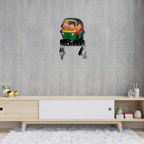 Image of Tuk Tuk MDF Key Holder - Wall-Mounted Decorative Hook Organizer for Home