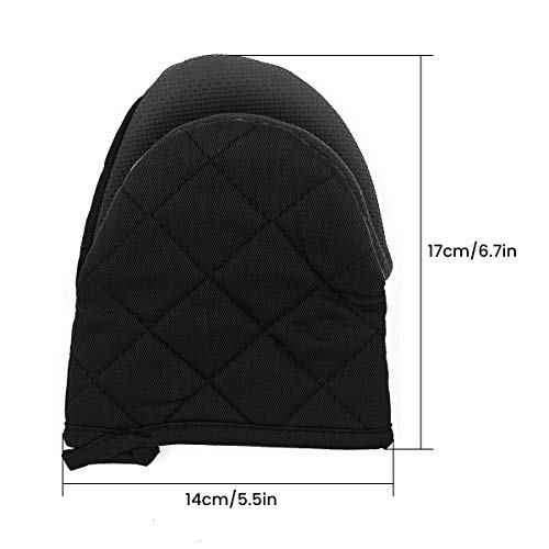 Neoprene Mini Oven Mitts, 2 Pack Heat Resistant Gloves Potholder To Protect Hands With Non-Slip Grip Surfaces And Hanging Loop For Handling Hot Pot Cookware/Bakeware (Black, Mini) #TOP7
