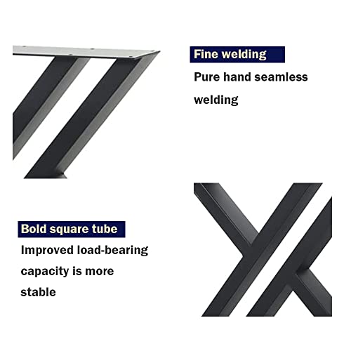Image of 28 Inch High Triangular Shaped Metal Table Legs, Modern Cast Iron Welded Desk Legs, Metal Home DIY Project for Nightstand, Coffee Table, Desk, etc. with Adjustable Floor Protector, Black 2PCS