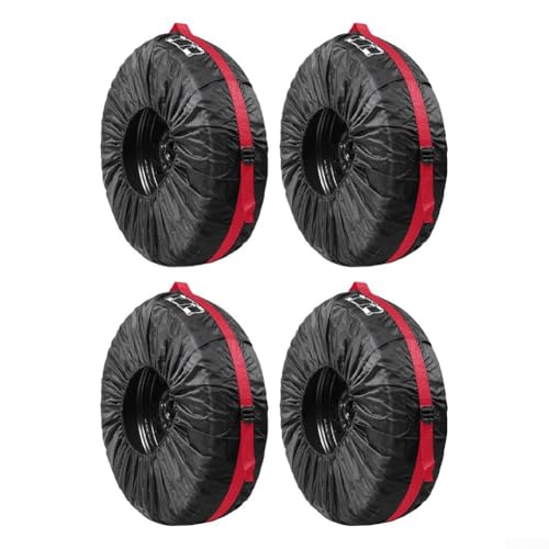 4 Stück vollständig geschlossene schützende Reifen-Aufbewahrungstaschen, schützende Radabdeckung mit verstellbarer Schnalle und Spannseil, für Ersatz- und Saisonreifen, 45,7 - 55,9 cm