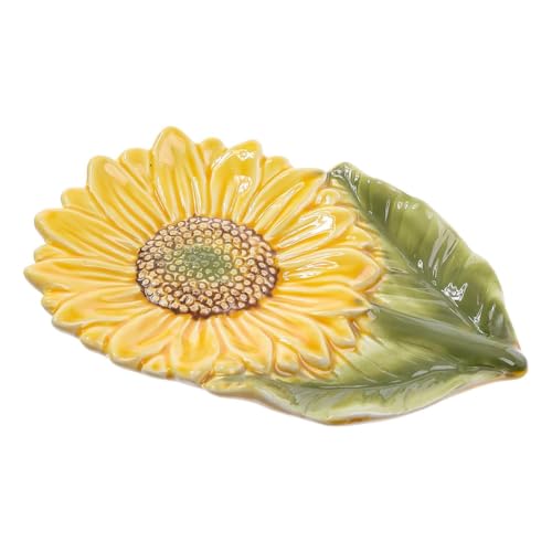 The Bridge Collection 6" Ceramic Sunflower Spoonrest - Flower Spoon Holder