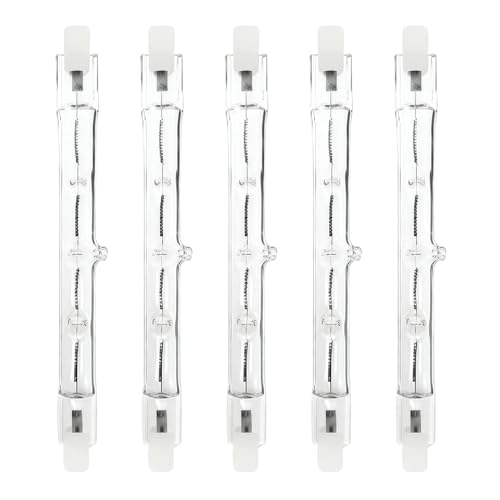 JiaHeHe R7S   Bombilla halógena (118 mm, 300 W, regulable, AC220 – 240 V, 4500 lúmenes, 2700 K, bombilla halógena lineal de tungsteno J118, para foco de trabajo, patroneros, iluminación de paisaje, 5