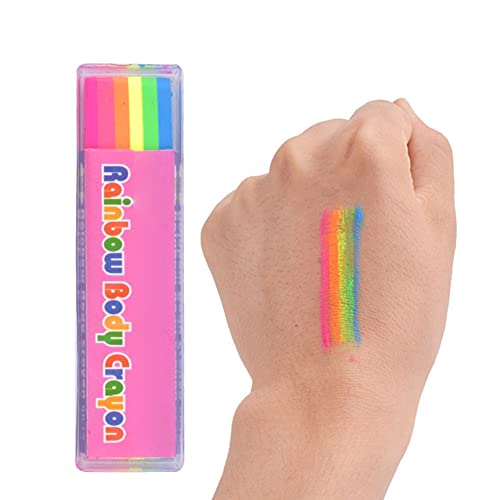LICHENGTAI Rainbow Pride Face Paint, Rainbow Fan Brush Rainbow Flag Face Paint, Face & Body Paint Stick for Adults & Kids, for Theater Face Paint Party Costume Parade Accessories