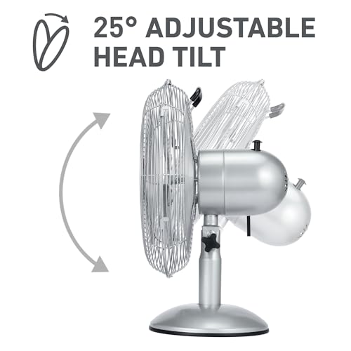 Holmes 12" Vintage Metal Table Fan 3-Speed Brushed Chrome Finish by HOLMES - Used condition - Image 6