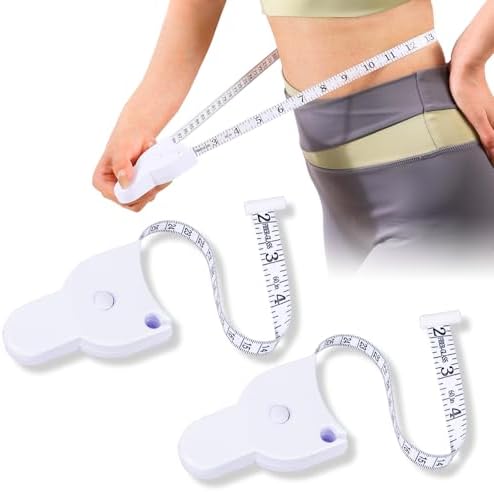SheerDelight Body Measuring Tape, 2 Pack Retractable Measuring Tape for Body Measurements with Locking Mechanism and Push Button, Automatic Body Tape Measure for Fitness & Tailoring - White