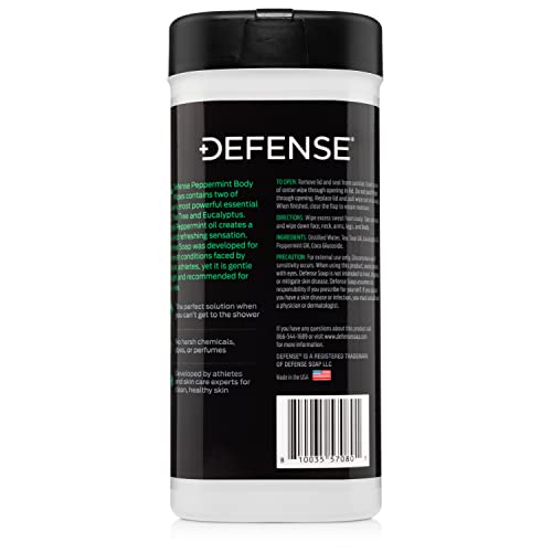 Defense Soap Peppermint Body Wipes 40 Count (Pack Of 2) With All Natural Tea Tree Oil | Post Workout, Sport, Wrestling, Camping, Shower Wipes For Men And Women #TOP7