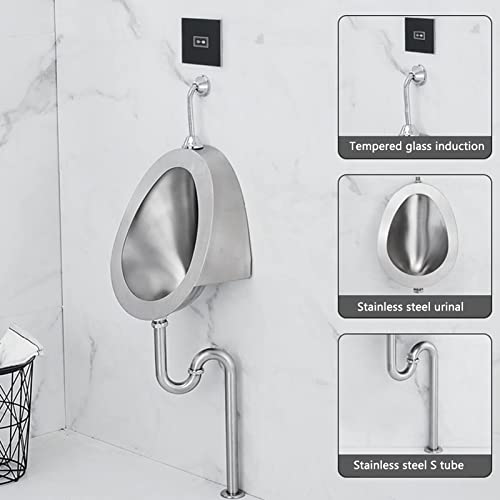 OTQEFTN 304 Stainless Steel urinals, Induction Wall-Mounted Drainage Public Toilet urinals, Square Wall-Mounted Men's urinals, Bathroom Accessories for Homes, Hotels, Schools