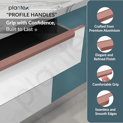 Image of Plantex Profile Handle for Kitchen Cabinet /28 Inch Aluminium Drawer Profile Handle /Wardrobe Pull Handle for Home /Office /Hotel - Pack of 1 (Rose Gold)