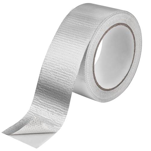 ANOMM Ruban Adhésif Aluminium, Renforcé par Fibre de Verre, Résistant à la Chaleur et à l'Eau, pour Réparations Domestiques, Conduits, Isolation, Fixation (50 mm x 20 m)