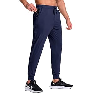Men’s Athletic Joggers with Zipper Pockets Stretch Track Pants Workout Running Gym Golf Sweatpants for Men