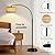 Arc Floor Lamp for Living Room, Rattan Boho Floor Lamp with Remote Control, Black Standing Lamp with 3 Color Temperatures & Dimmable LED Bulb, Tall Lamp for Bedroom, Over Couch Arched Reading Light