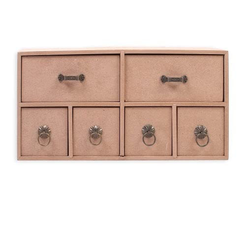 Little Birdie MDF Table Organizer Chest of 6 Drawers Approx L30.4 X W10.1 X D15.2cm 5.5mm Thick 1pc-image-12