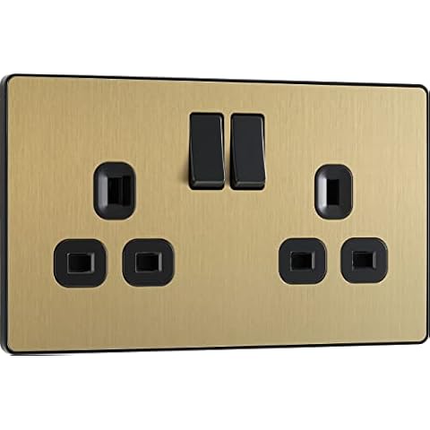 BG Electrical Evolve Satin Brass Power Socket Cover