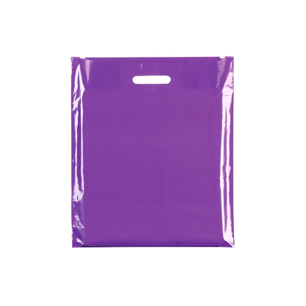 Plastic Carrier Bags with Die-Cut Handles –Reusable & Recyclable LDPE –Durable Retail Shopping Bags for Clothing, Gifts, Takeaways, and Events