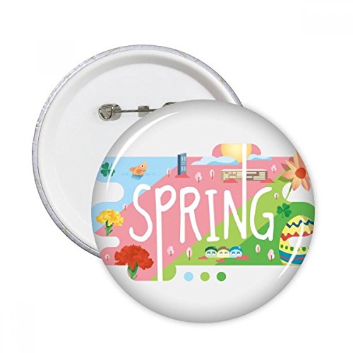 Badge bouton illustration saison printemps DIYthinker multicolore - Épingle vêtement sac S