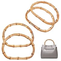 CHGCRAFT 4pcs D Shape Bamboo Purse Handles Replacement Bamboo Wood Hand Bag Handbag Handles for Handcrafted Handbag DIY Bags Accessories 7.9×6×0.3 Inches