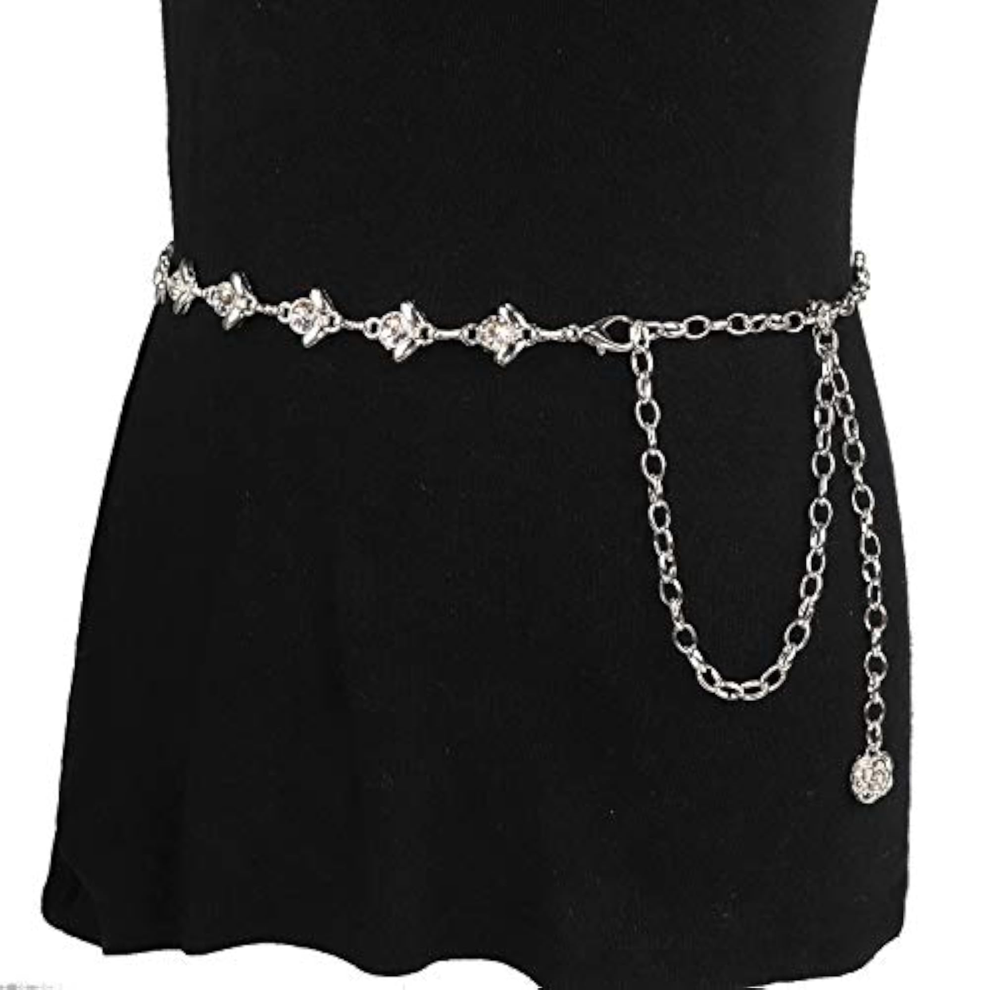 Rhinestone Waist Chain for Dress, Chain Belts for Women