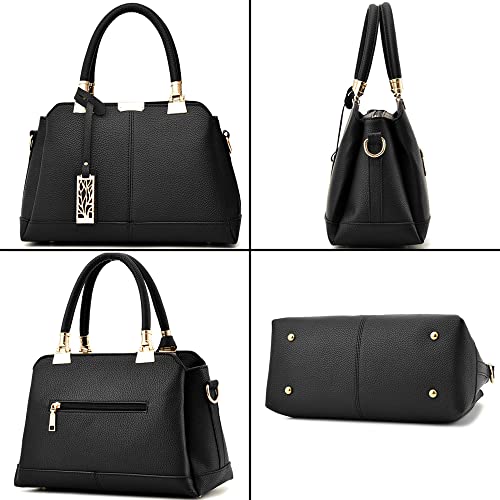 Women Handbag Lychee Pattern Top Handbag Tote Bag Briefcase with Detachable Leather Shoulder Strap4