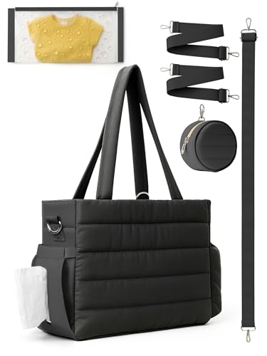 Image of Large Diaper Bag Tote for Women, Crossbody Mommy Bag with Waterproof Bult-in Removable Diaper Bag
