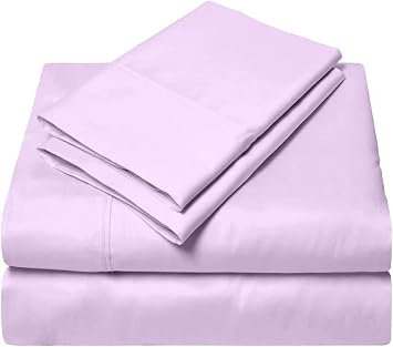 Cotton Sheets Set 4 Piece, 100% Egyptian Cotton 600 Thread Count, Fitted Sheets fitt Upto 6 Inch Deep Pocket, Crisp Cool and Strong Bed Linen Set- Lavender Solid King Size