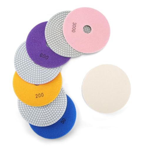 Image of 8PCS Diamond Polishing Pads 6 Inch, Wet /Dry Concrete Polish Tools Kit for Drill, Grinder, Polisher, 50-3000 Grit Polishing Set for Marble Granite Quartz Stone